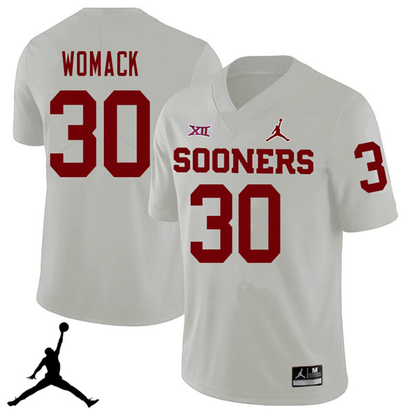Jordan Brand Men #30 Nathan Womack Oklahoma Sooners 2018 College Football Jerseys Sale-White